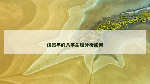 戊寅年的八字命理分析如何