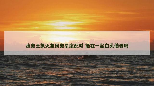 水象土象火象风象星座配对 能在一起白头偕老吗