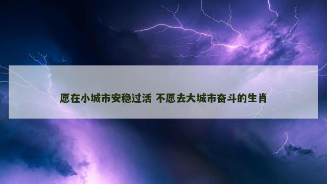 愿在小城市安稳过活 不愿去大城市奋斗的生肖