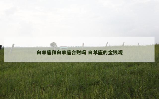 白羊座和白羊座合财吗 白羊座的金钱观
