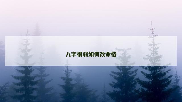 八字很弱如何改命格