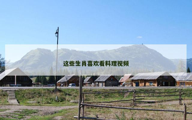 这些生肖喜欢看料理视频