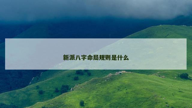 新派八字命局规则是什么