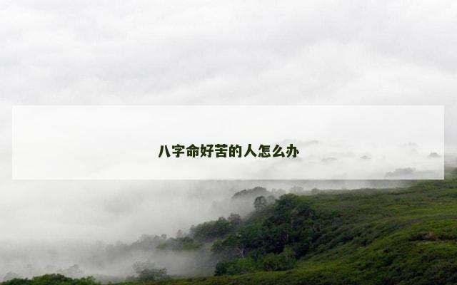 八字命好苦的人怎么办