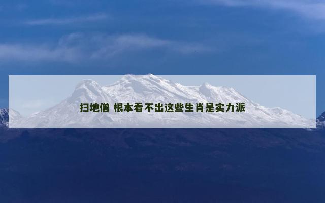 扫地僧 根本看不出这些生肖是实力派
