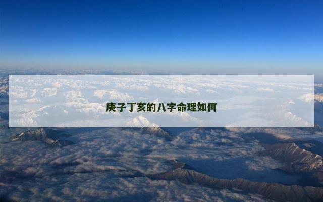 庚子丁亥的八字命理如何