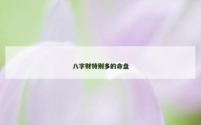 八字财特别多的命盘