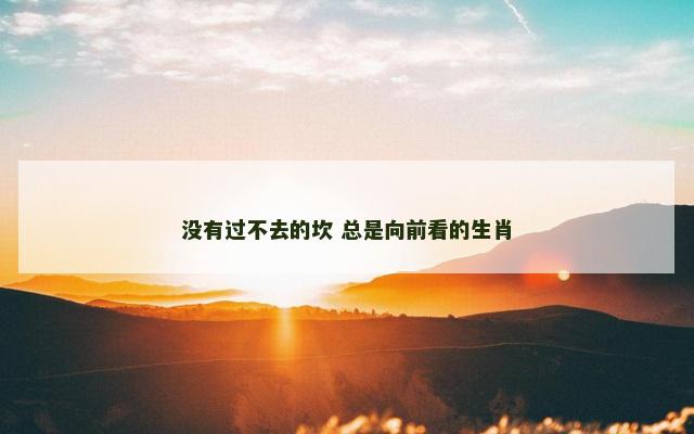 没有过不去的坎 总是向前看的生肖