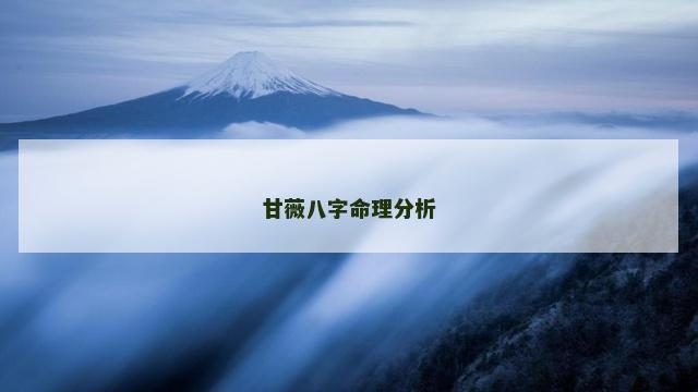 甘薇八字命理分析