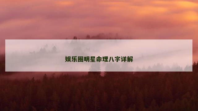 娱乐圈明星命理八字详解