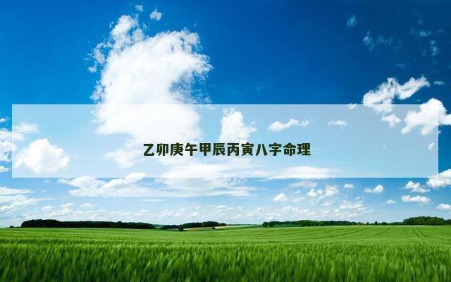 乙卯庚午甲辰丙寅八字命理