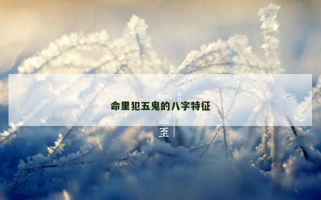 命里犯五鬼的八字特征