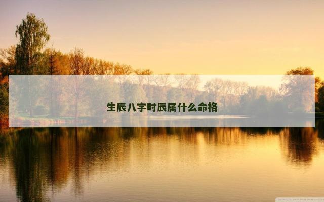 生辰八字时辰属什么命格