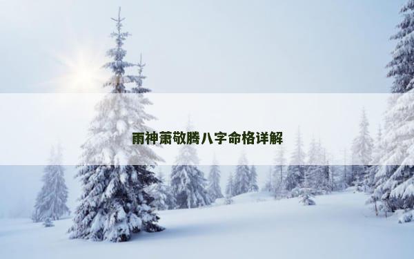 雨神萧敬腾八字命格详解