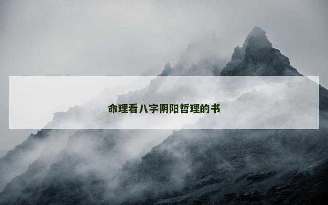 命理看八字阴阳哲理的书