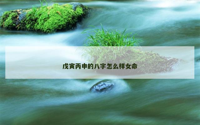 戊寅丙申的八字怎么样女命