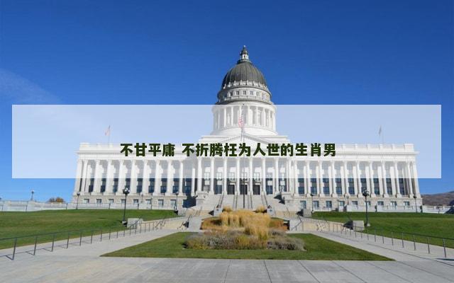 不甘平庸 不折腾枉为人世的生肖男