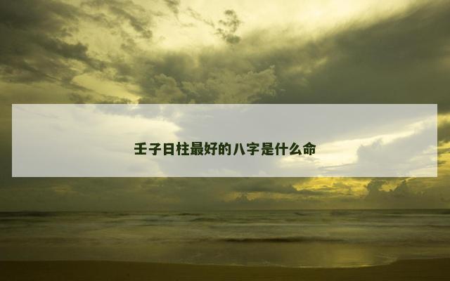 壬子日柱最好的八字是什么命