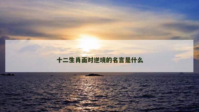 十二生肖面对逆境的名言是什么