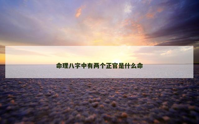 命理八字中有两个正官是什么命