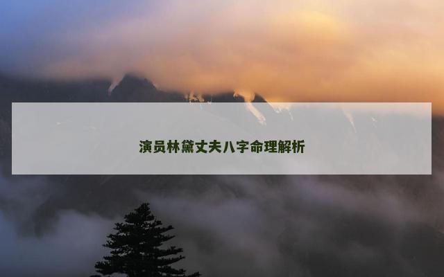 演员林黛丈夫八字命理解析