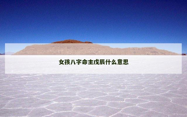 女孩八字命主戊辰什么意思