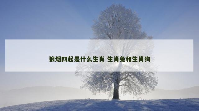 狼烟四起是什么生肖 生肖兔和生肖狗