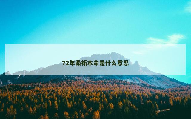 72年桑柘木命是什么意思