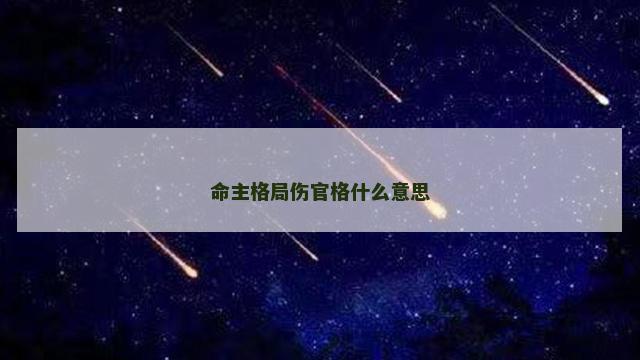 命主格局伤官格什么意思