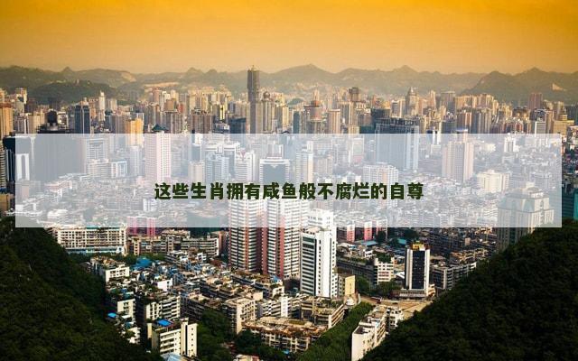 这些生肖拥有咸鱼般不腐烂的自尊