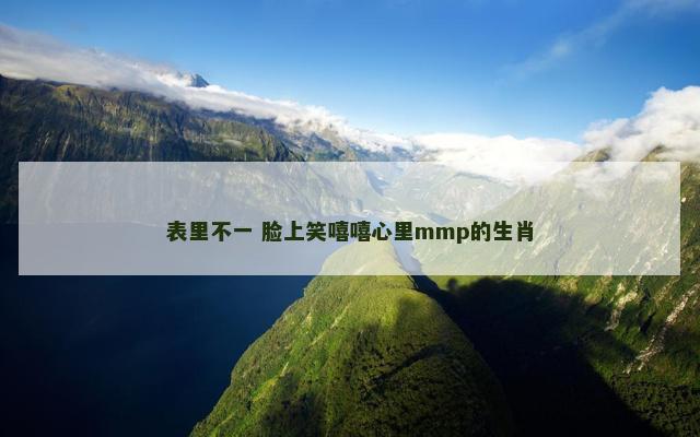 表里不一 脸上笑嘻嘻心里mmp的生肖