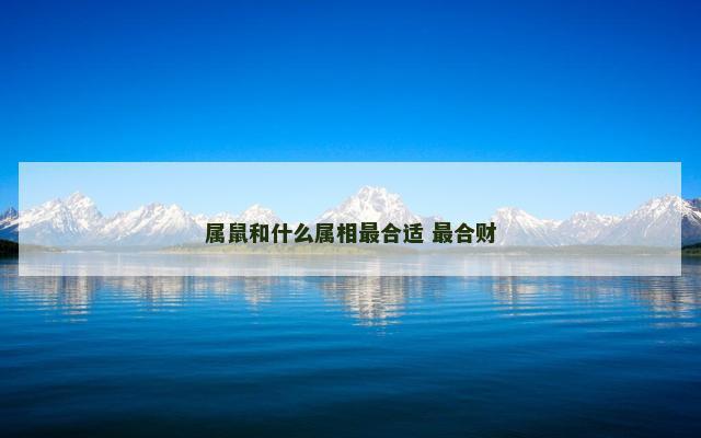 属鼠和什么属相最合适 最合财