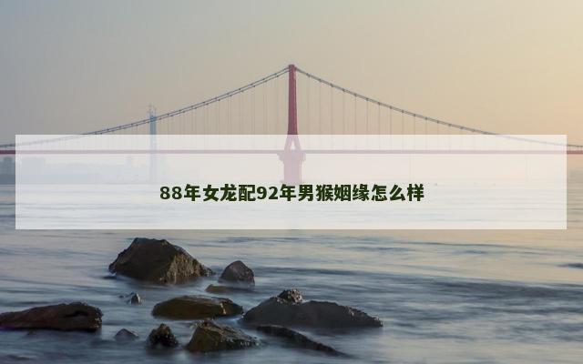 88年女龙配92年男猴姻缘怎么样