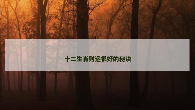 十二生肖财运很好的秘诀