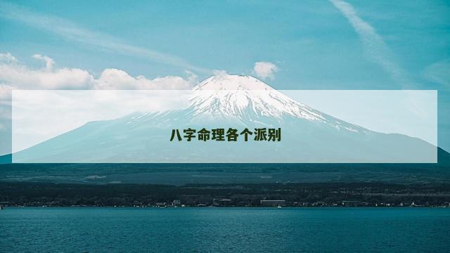 八字命理各个派别