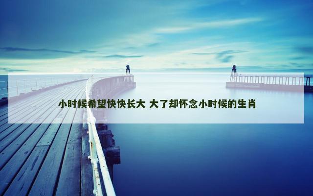 小时候希望快快长大 大了却怀念小时候的生肖