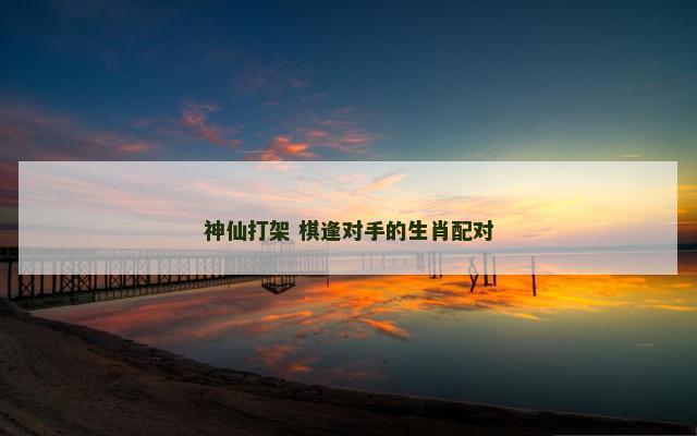 神仙打架 棋逢对手的生肖配对