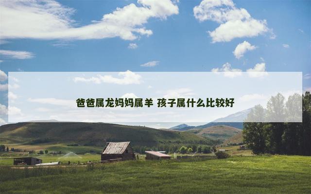 爸爸属龙妈妈属羊 孩子属什么比较好