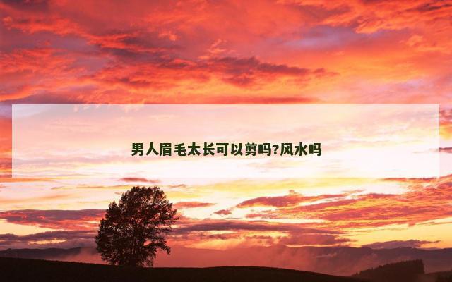 男人眉毛太长可以剪吗?风水吗