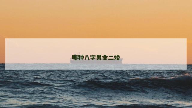 哪种八字男命二婚