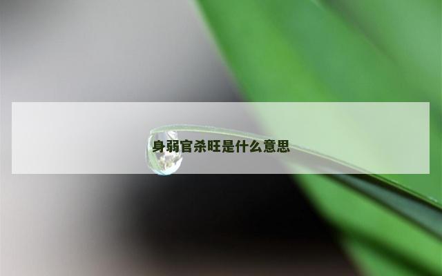 身弱官杀旺是什么意思