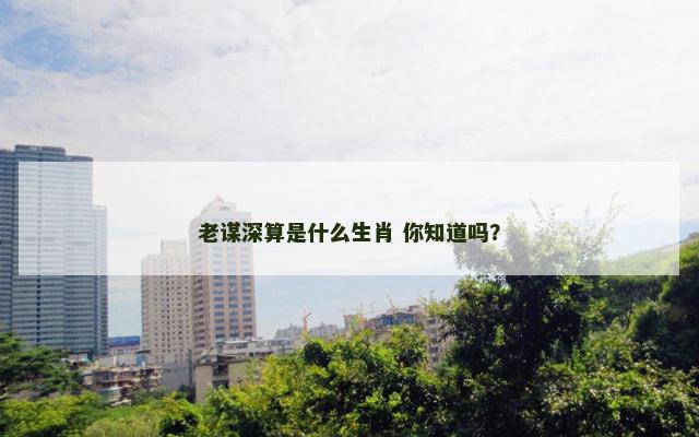 老谋深算是什么生肖 你知道吗？