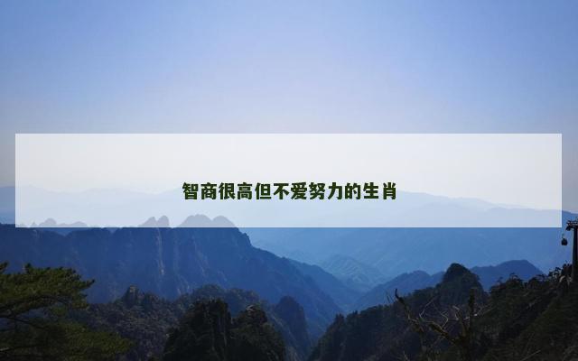智商很高但不爱努力的生肖