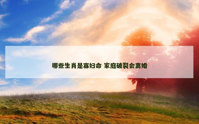 哪些生肖是寡妇命 家庭破裂会离婚