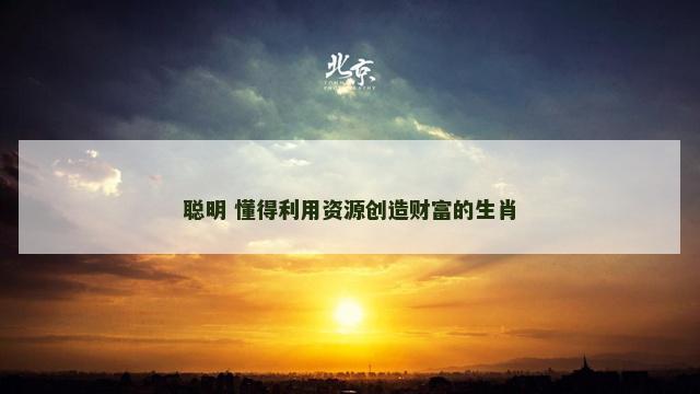 聪明 懂得利用资源创造财富的生肖