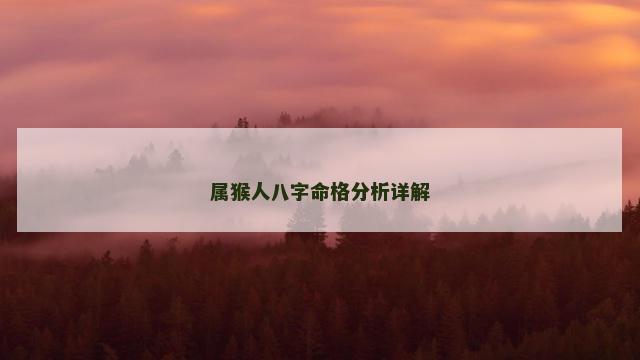属猴人八字命格分析详解