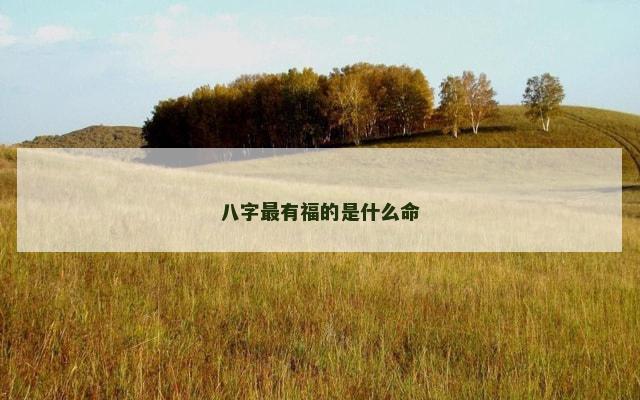 八字最有福的是什么命
