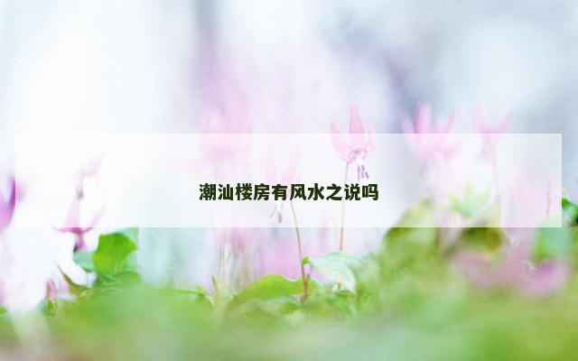 潮汕楼房有风水之说吗