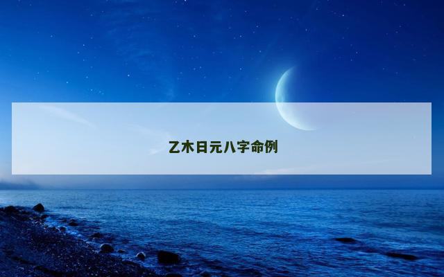 乙木日元八字命例