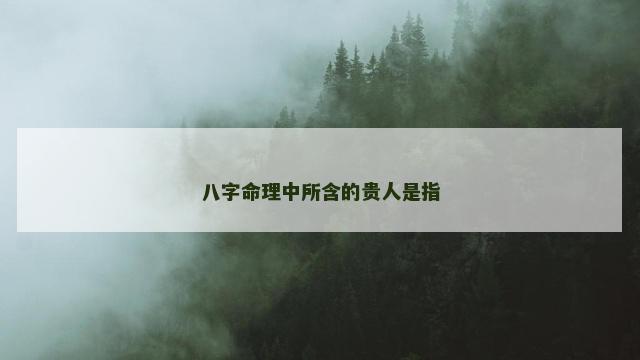八字命理中所含的贵人是指